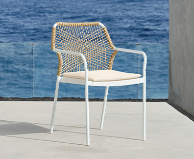 Καρέκλα κήπου από αλουμίνιο, textiline και συνθετικό ρατάν