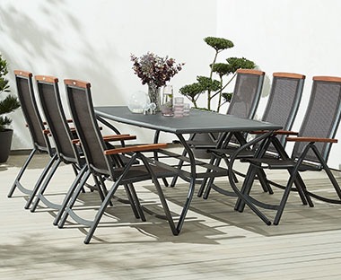 Τραπέζι κήπου αλουμινίου με αναδιπλούμενες καρέκλες κήπου 