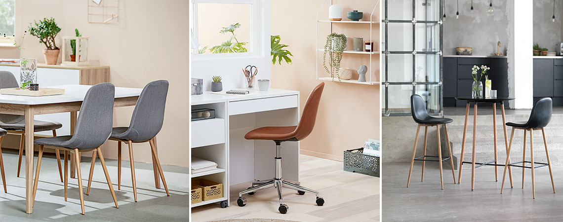 Διαφορετικοί τύποι επίπλων τραπεζαρίας & μία καρέκλα γραφείου με δερματίνη