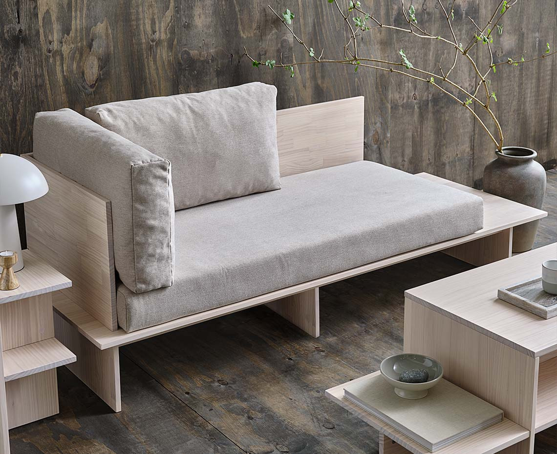 Daybed σε Japandi στυλ από μασίφ πεύκο