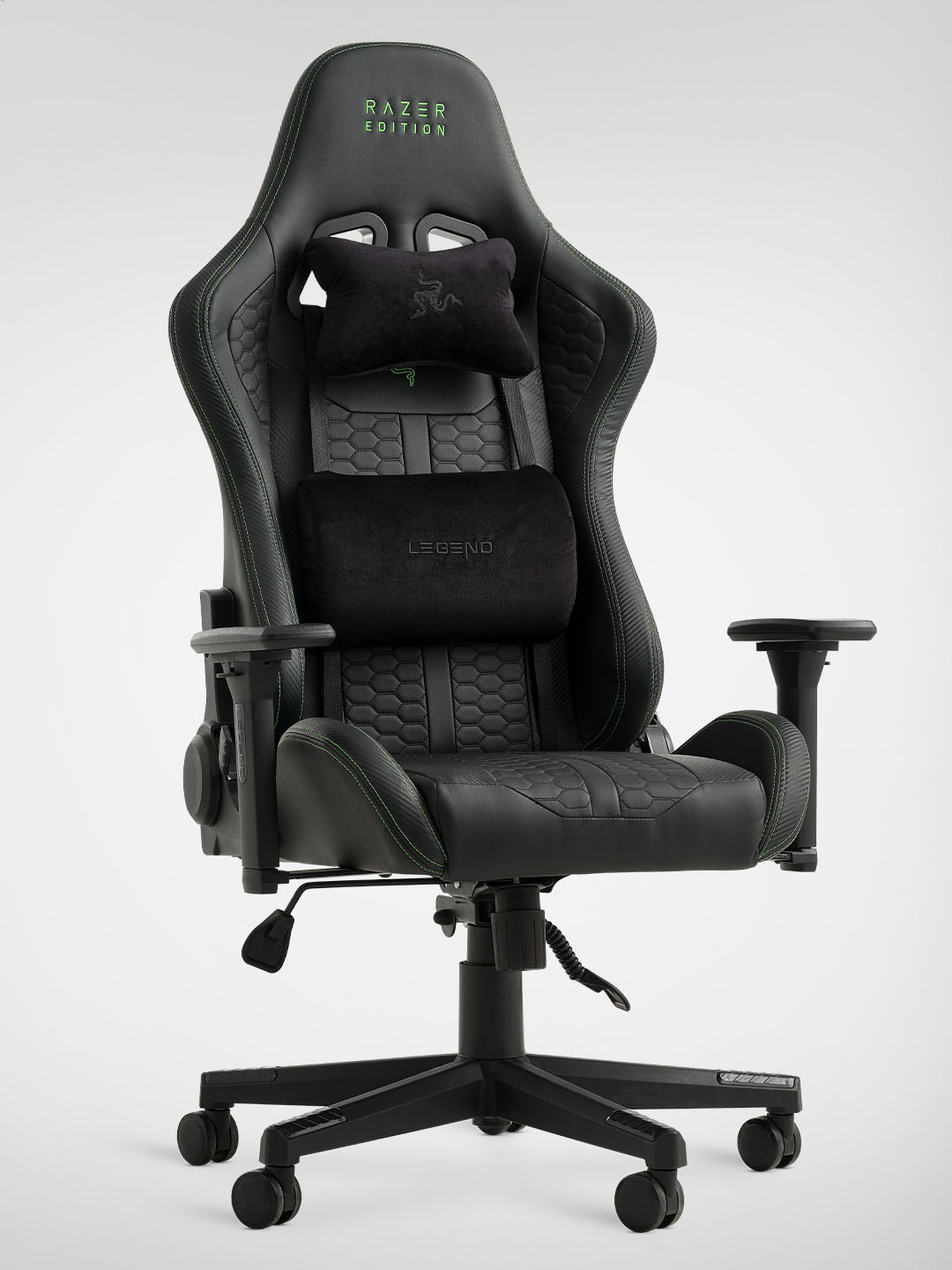 Η καρέκλα gaming TYPE Z - RAZER EDITION™ BY LEGEND Καρέκλα gaming σε μαύρο χρώμα με μαξιλάρι αυχένα και μέσης