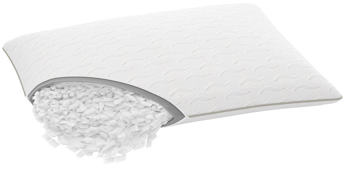 Το μαξιλάρι STROKKEN με αφαιρούμενο γέμισμα Μαξιλάρι με φερμουάρ, το οποίο είναι ανοιχτό για να αφαιρεθεί μέρος του γεμίσματος