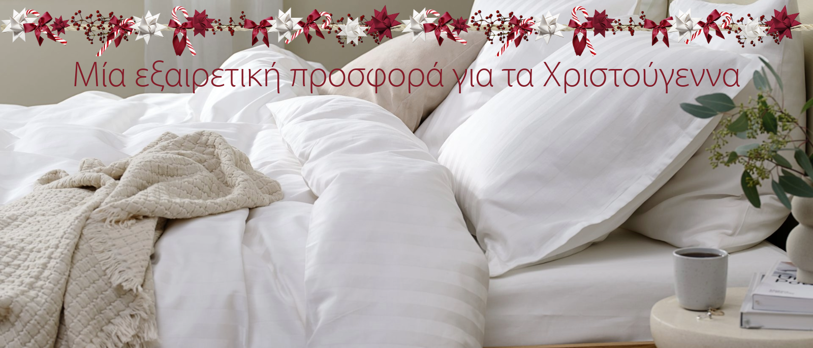 Μία εξαιρετική προσφορά για τα Χριστούγεννα Μία εξαιρετική προσφορά για τα Χριστούγεννα - Απεικόνιση κλινοσκεπασμάτων σε κρεβάτι