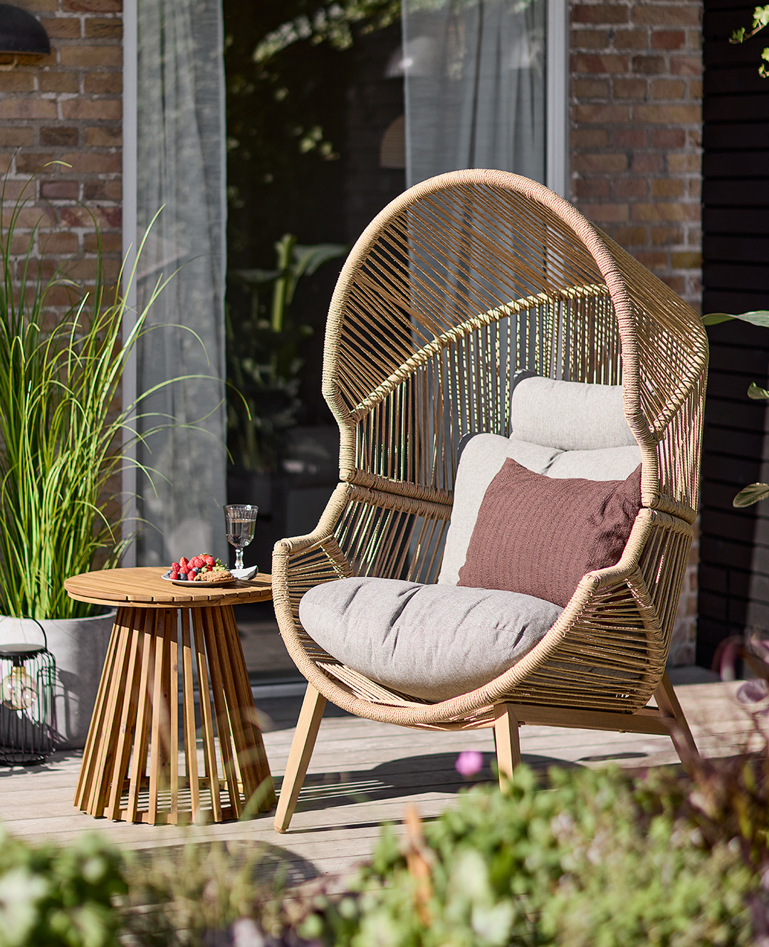 Καρέκλα σαλονιού κήπου από συνθετικό ρατάν και μέταλλο